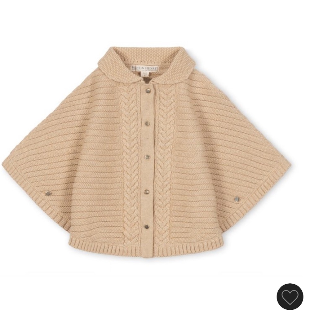 Hope & Henry girls button front rib sweater cape